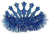 amscan Stars Gem and Tinsel Fringed Crown Tiara, 5' x 4', Blue