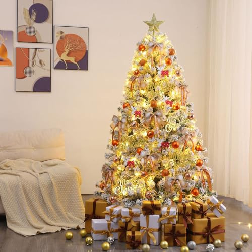 クリスマスツリー 雪化粧 120cm 150cm 180cm 210cm 240cm 300cm 400cm クリスマスオーナメント LEDライト付き 高濃密度 組立簡単 クリスマス飾り 豪華 北欧風 パーディー おしゃれ プレゼント 家庭 商店 屋内 屋外 (ホワイト, 300 cm) [5]