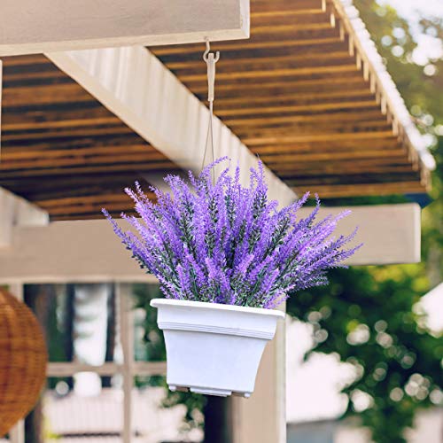 Jemong 8 Bundles Artificial Lavender Flowers Outdoor Uv Resistant Fake Flowers No Fade Faux Plastic Plants Garden Porch Window Box Decorating (Classic Purple) #TOP5