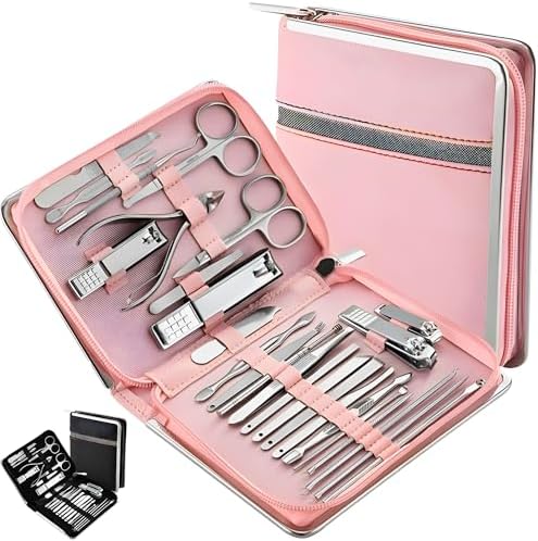 Kit Manicure e Pedicure com 26 Pçs - Alicate de Unha, Palito, Des...