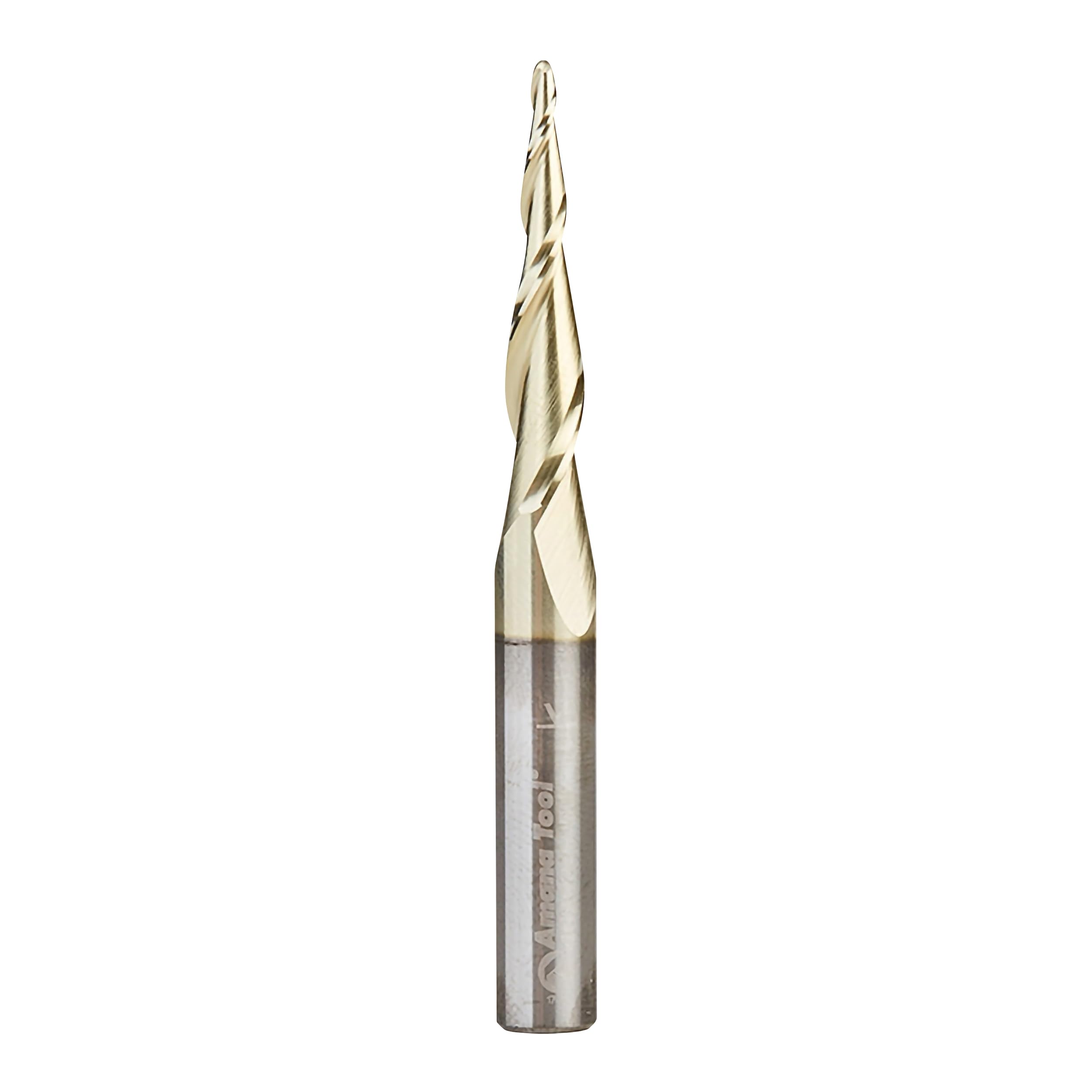 Amana Tool - 46252-S CNC 2D & 3D Carving 5Deg Tapered Angle Ball Tip x 1/16 Dia x 1/3