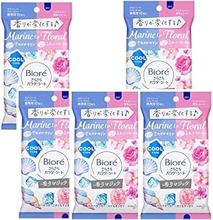 【5個セット】ビオレ さらさらパウダーシート さわやかマリンtoふわっとフローラルの香り 携帯用 10枚(45ml)