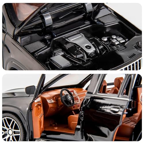 Image of BlackZone 1 /24 Scale Alloy Metal Pull Back Toy Car | Openable Doors, Light & Music | Showpiece Gift Toy Car | Gifts for Boys and Girls(1 /24 Black)