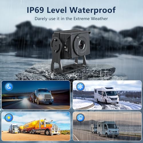 Image of 4 Channel Backup Camera System,Touchable 10.26 inch Monitor with DVR Stereo, 64GB Card, IP69 Waterproof, Nightvision 1080P Backup Camera for RV /Truck /Trailer Pickup,Rear Side Front Wired System