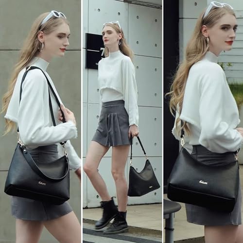 Eslcorri Hobo Bag for Women, PU Leather Crossbody Purse Travel Shoulder Satchel Bags Ladies Tote Handbags with 2 Straps2