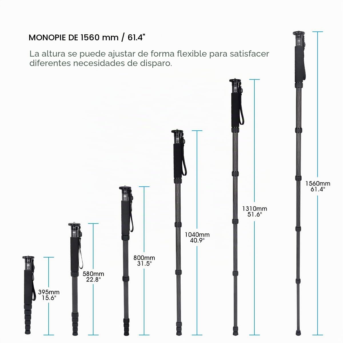SIRUI AM-326M Monopié para Cámara, 156cm Monopié de Fotografía Profesional de 6 Secciones, Monopié de Carbono Portátil para Cámara, DSLR, Monopié de Viaje Ligero, Carga Máxima 10kg