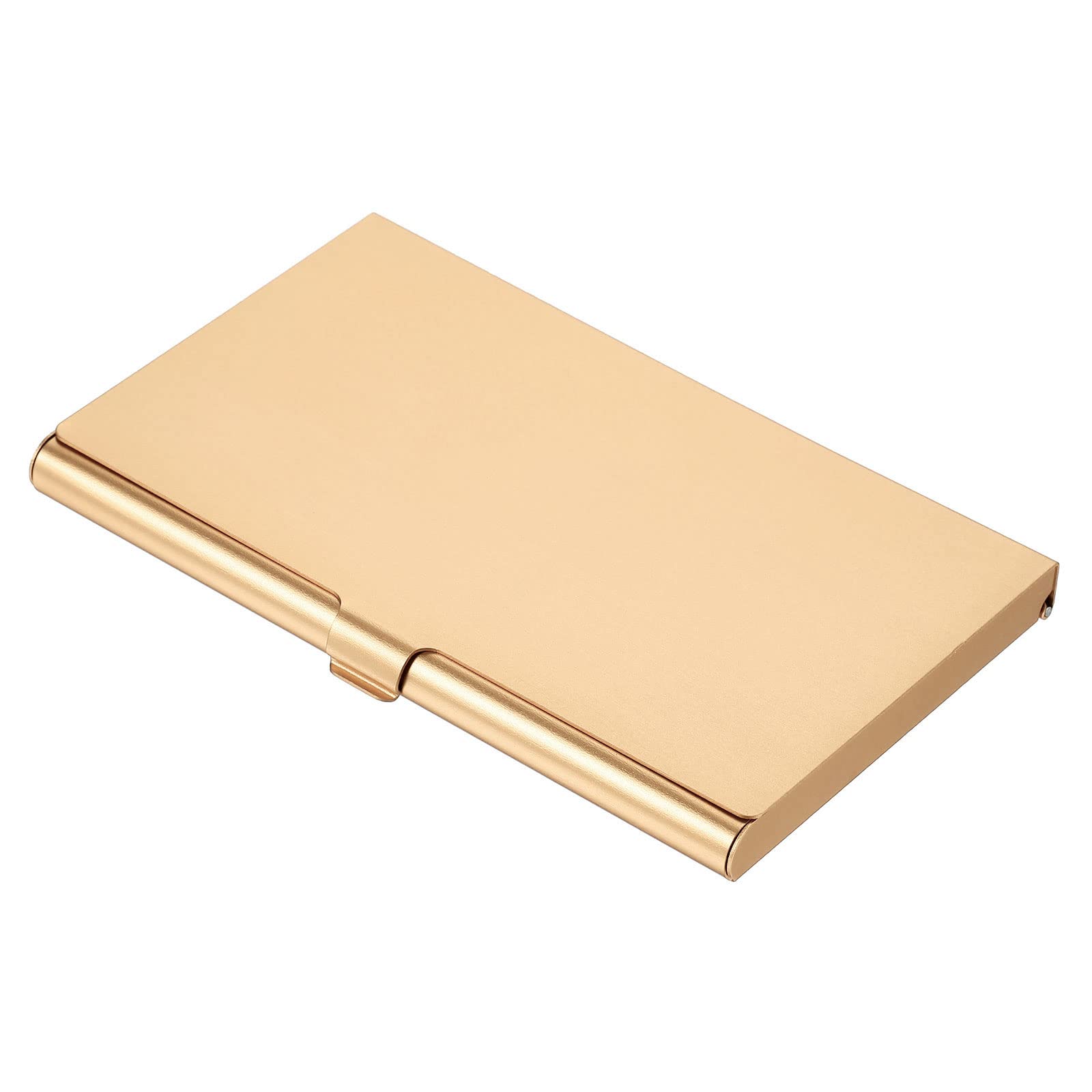 PATIKIL Business Card Holder, Aluminum Alloy Flip Cover Slim Name Cards Case for Women Men Champagne Gold