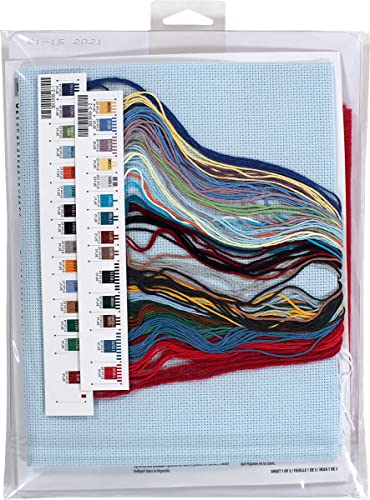 Dimensions 70-08995 Holiday Tradition Diy Personalizable Christmas Cross Stitch Stocking Kit, 16" L, 14 Count Light Blue Aida, Various #TOP2