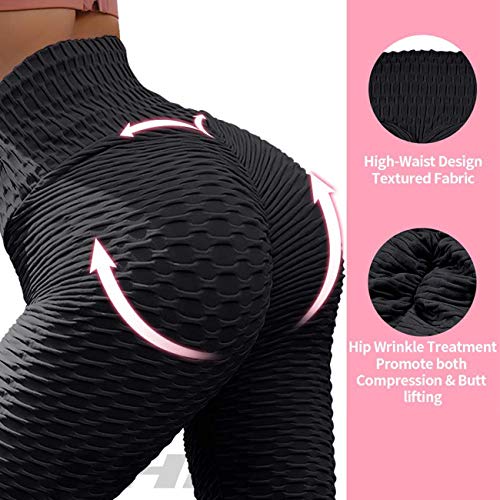 Calça legging feminina EHH de cintura alta franzida levanta bumbum texturizada texturizada compressã