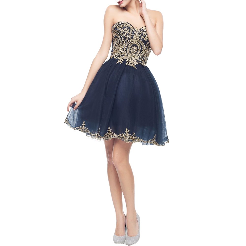 Lemai Tulle Little Black Short Gold Lace Corset Prom Homecoming Cocktail Dresses