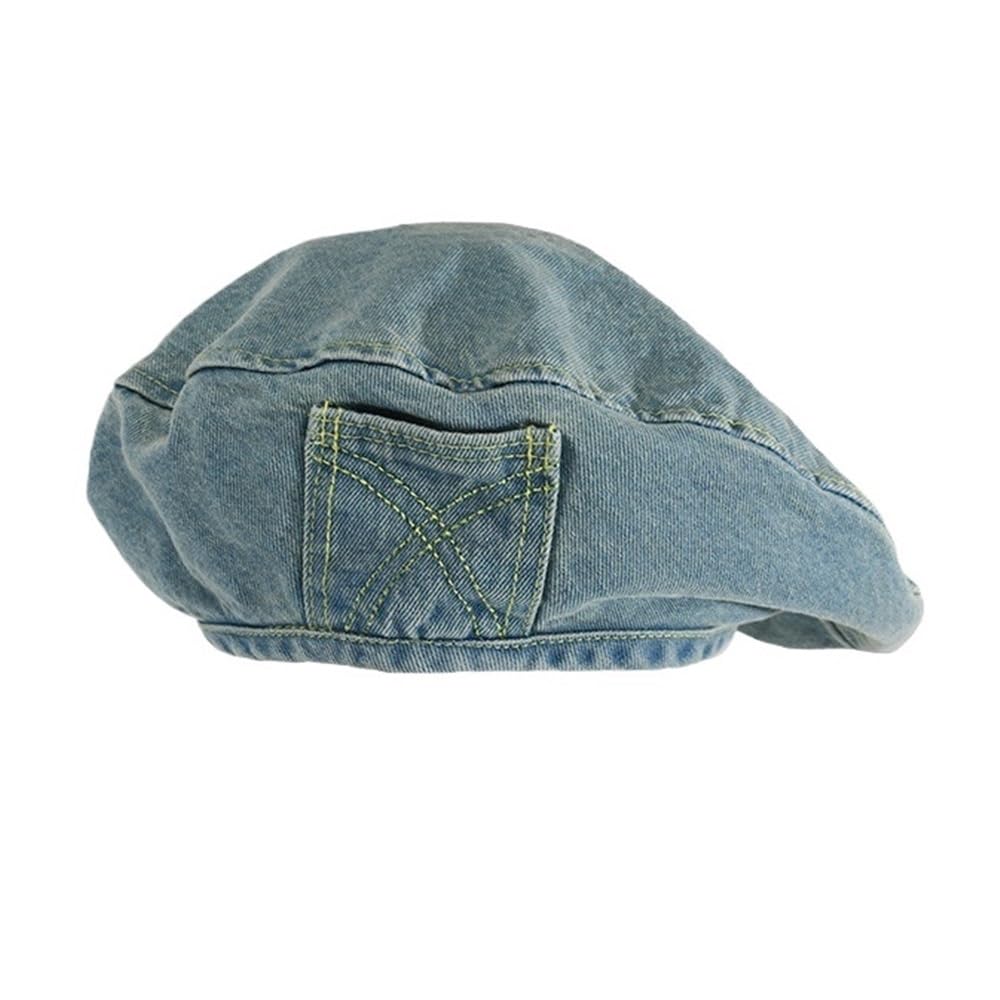 Béret en denim délavé femme casquette journal chapeau peintre Y2K hip-hop
