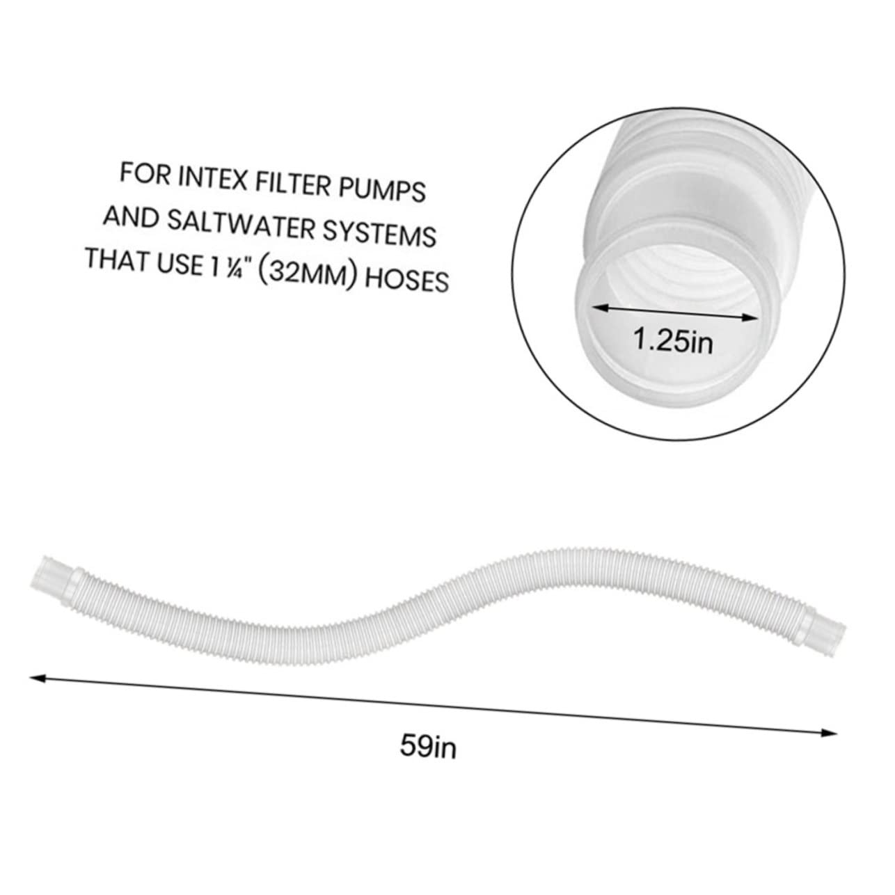 KONTONTY Pool Pump Hose Filter Pump Hose Set for Swimming Pool Replacement White