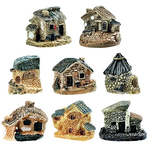 Hriymtd 8pcs Jardín Hada Miniatura Piedra Casas Mini Cabaña Fairy Garden Accesorios...
