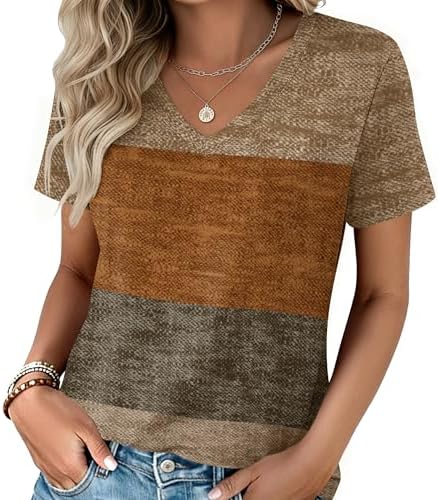 Zeagoo Women's Short Sleeve V-Neck T-Shirt — Zz-jh398