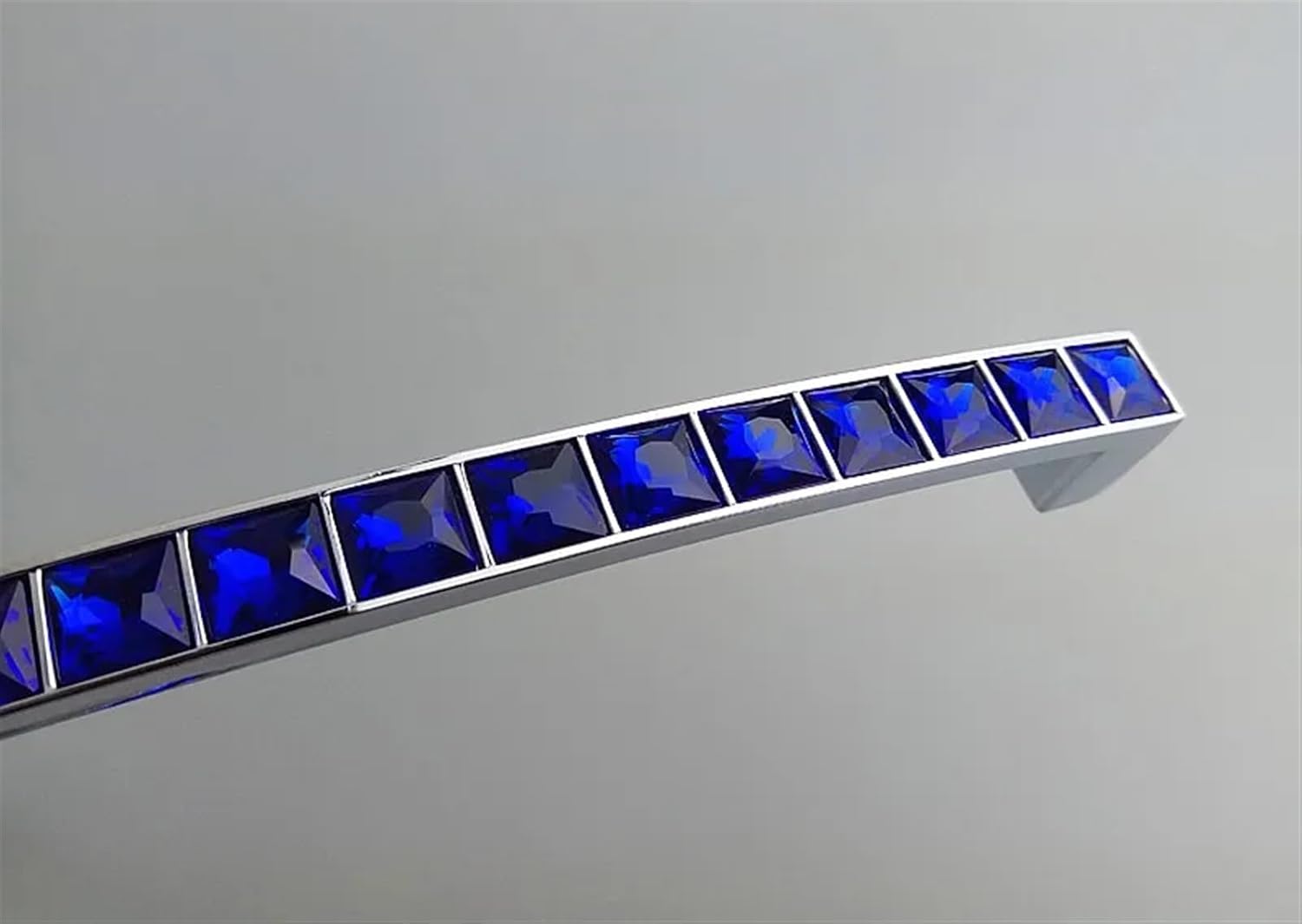 Crystal Glass Diamond Furniture Blue Handle Sliding Door Drawer Wardrobe Kitchen Cabinets Cupboard Dresser Pull 2Pcs(128mm)
