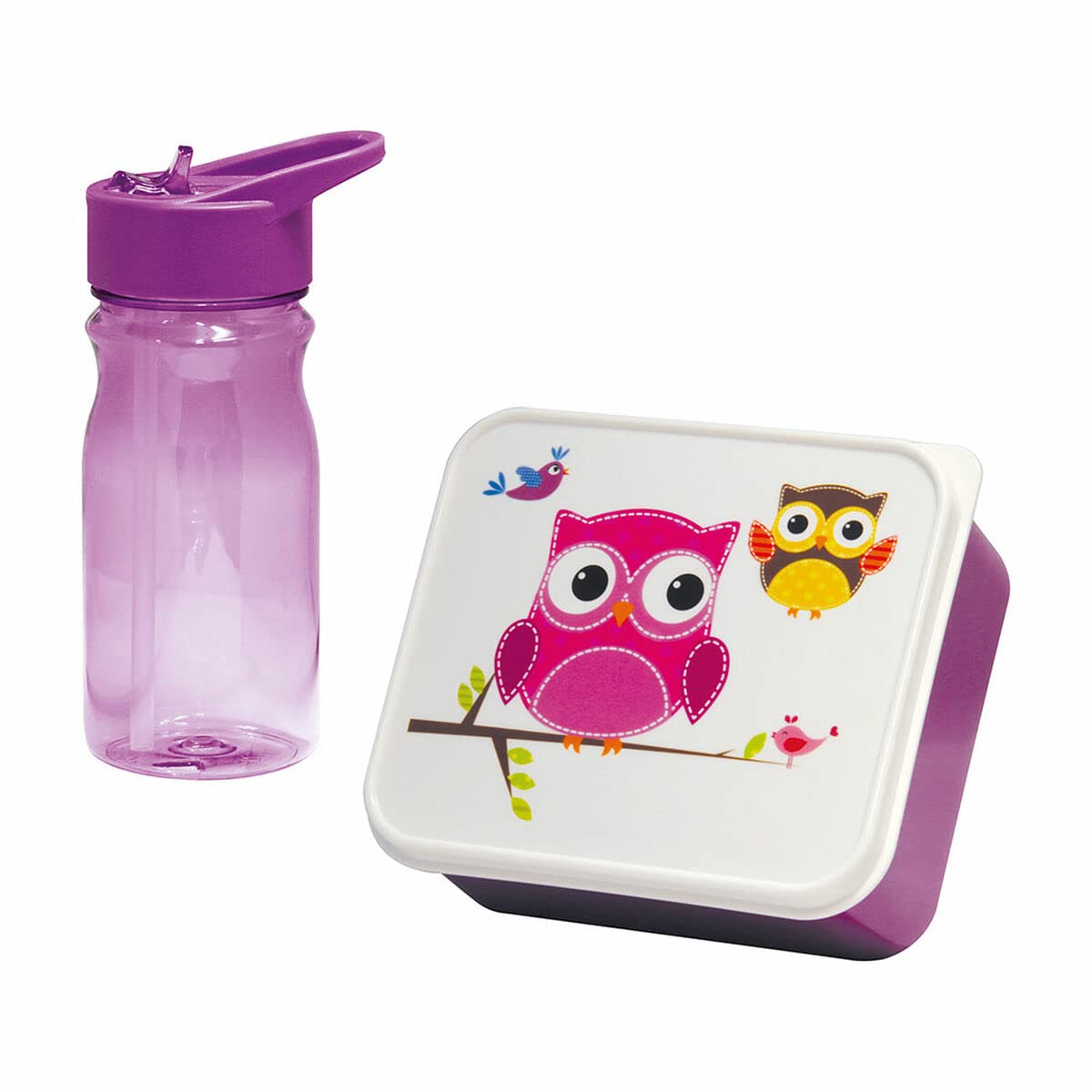 Mondex Pink Owl Lunch Box and Canister Set