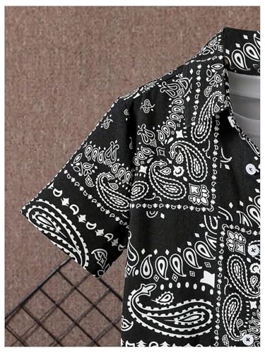 Image of GORGLITTER Boy's 2 Piece Outfits Paisley Short Sleeve Button Down Shirt and Shorts Set