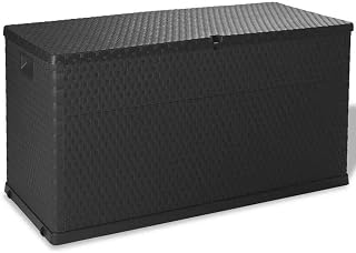 TOPINCN Garden Storage Box with Lid, PP 420L Container Toy Tool Cushion Pillow Blanket Oragnizer Cabinet Holder for Yard Office Bed room Living Room
