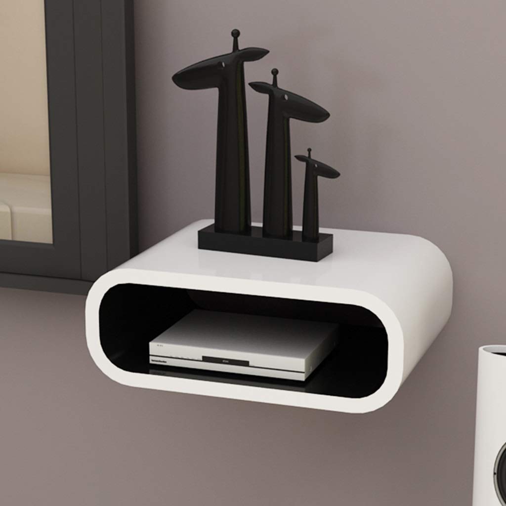 Soporte de pared flotante para enrutador WiFi, caja de TV, altavoz, dispositivo de transmisión, consola de juegos, estante blanco y negro