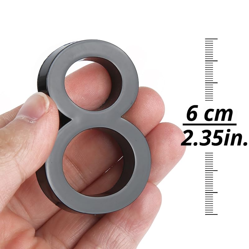 1 szt. 60 mm zewnętrzny numer domu zewnętrzne samoprzylepne numery naklejki na drzwi skrzynka pocztowa adres znak 2,35 cala 3D plastik #0-9(Black,9)