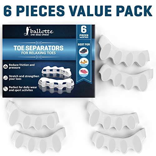 Ballotte Toe Spacers - Gel Toe Separators For Women/Men - Toe Spacers For Feet Women, Toe Spreader, Foot Stretcher, Big Toe Straightener, Bunion Corrector For Men, Hammer Toe Corrector For Women #TOP6