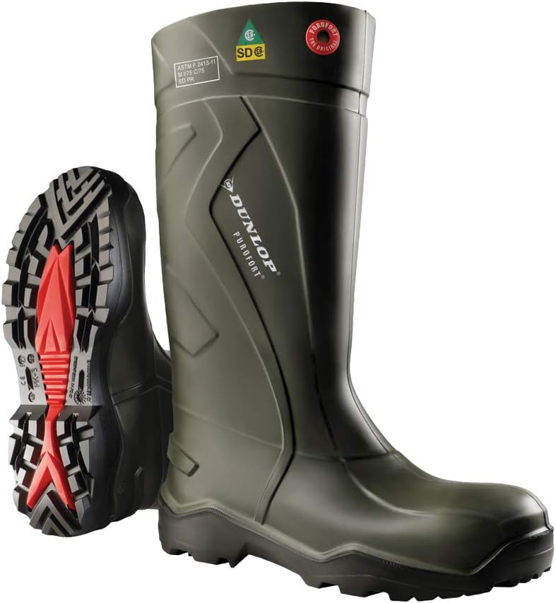 DUNLOP Purofort+ Full Safety - Lightweight Work boots for Men & Women - Waterproof Safety boots with Steel Toe - Chemical and Slip Resistant with Tall Shaft - Black - Size 3-16/17