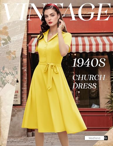 Image of Wedtrend Women's Vintage Tea Dress, Short Sleeve Cocktail Party Dress Work Church Casual Dress