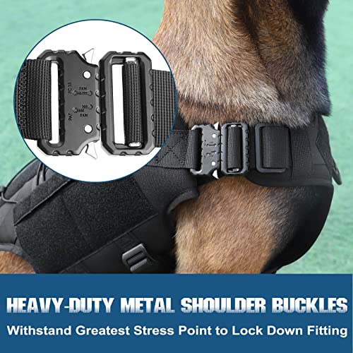 Petnanny Tactical Dog Harness - Service Dog Harness Emotional Support Dog Vest For Medium Large Dogs, No Pull Esa Dog Vest With Hook & Loop, Working Molle Vest For Training Huntin(Black,Xl) #TOP2