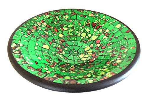OMA Glass Mosaic Decorative Bowl Tray Platter Candy Dish Catch All Centerpiece Bowl Red Serving Dish Home Decor Large Size