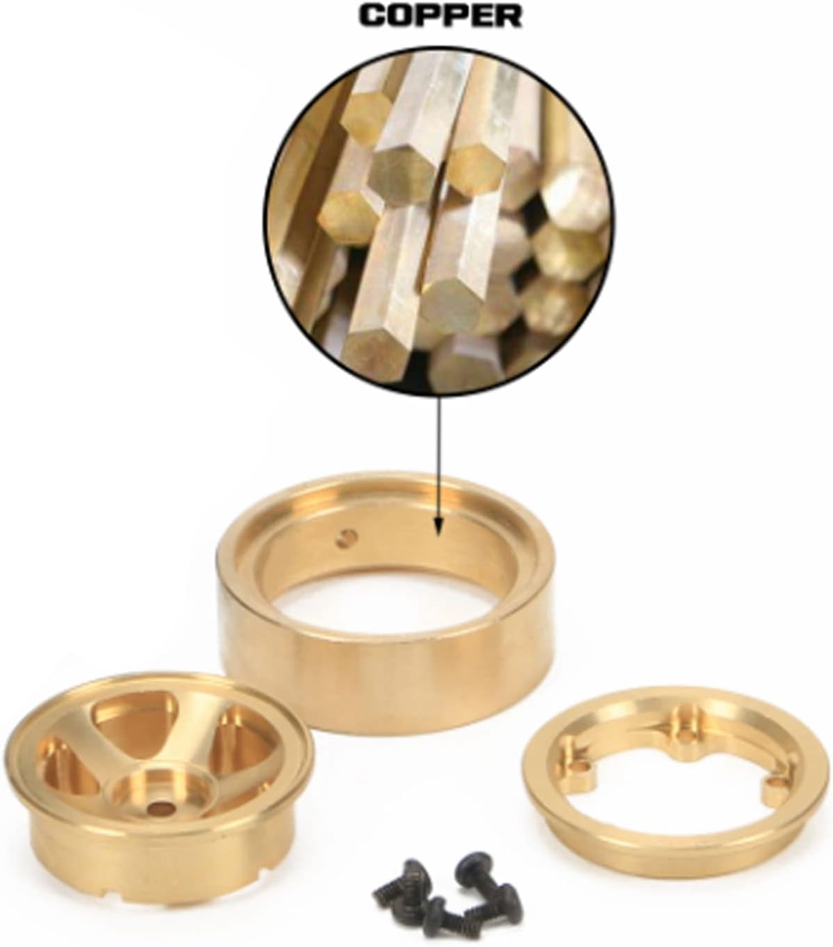 Luqeeg RC Beadlock Wheels Rims, 4Pcs Beadlock RC Wheel Rim Set, Sturdy Aluminum Alloy Brass Wheel Hub RC Crawler Upgrade Parts for FCX24 1/18 1/24 Climbing Car(1#)