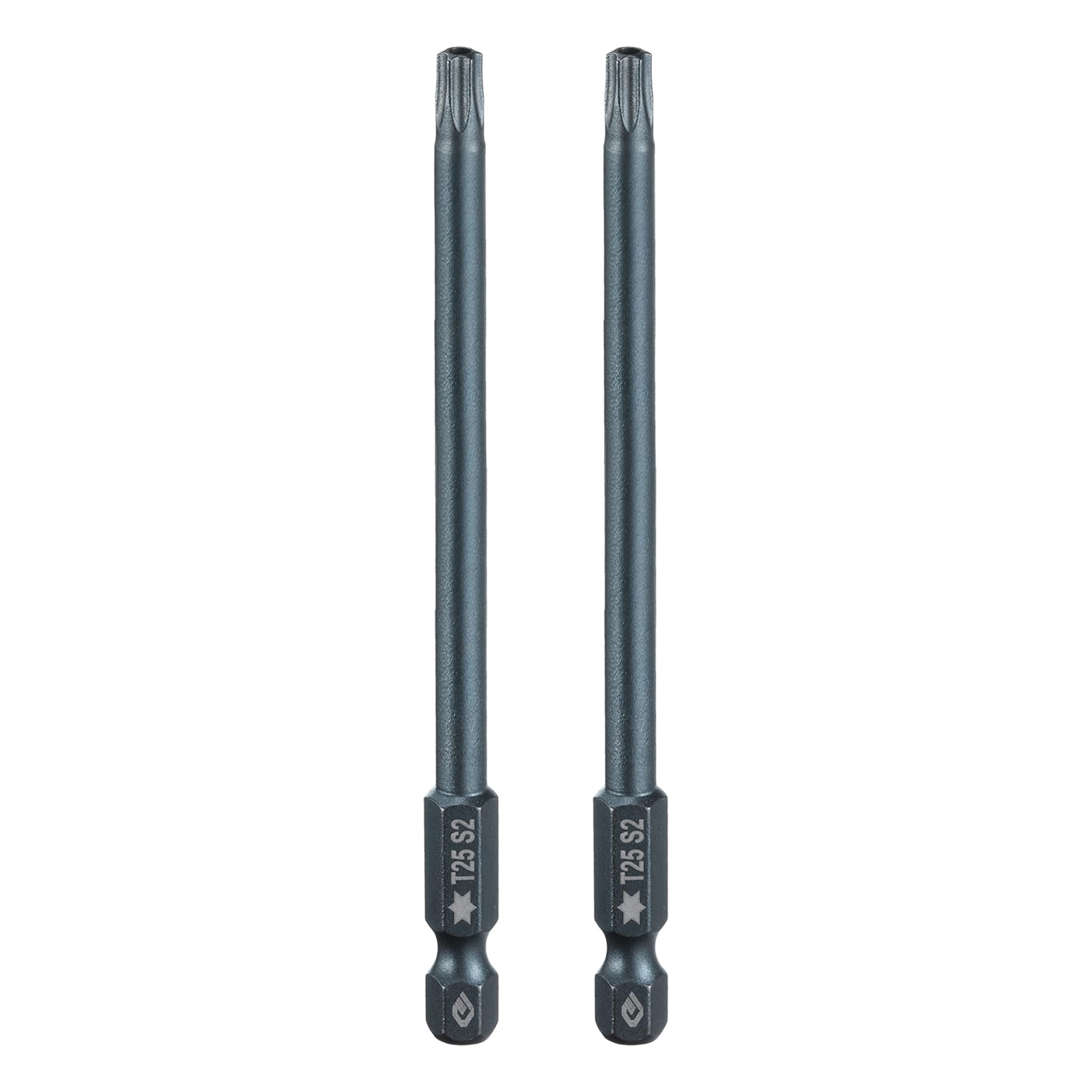 HARFINGTON 2pcs T25 Torx Screwdriver Bit 1/4" Hex Shank 4" Long S2 Steel Magnetic 6 Point Screw Driver Bits Industrial Grade Tamper Proof Star Drill