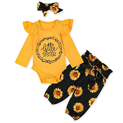 Image of KANGKANG Baby Girl Clothes Ruffle Romper Floral Pants Baby Girl Fall Baby Girl Clothes Baby Girl Outfits 0-3 Months