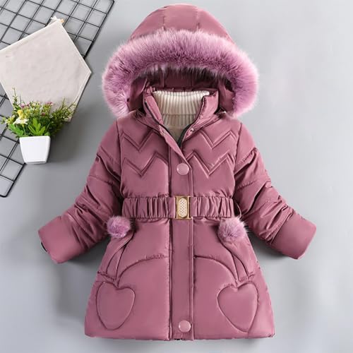 Girls Winter Coat Hooded Fuzzy Fleece Jacket with Belt Kids Zipper Heavy Parka Thick Teen Snow Clothes Warm Outwear2