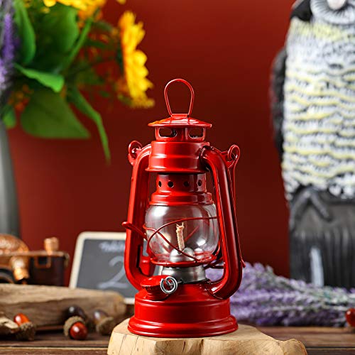 Small Kerosene Lantern Hurricane Lantern Oil Lamp 8 Inch Indoor Outdoor Hanging Lantern With Wick For Christmas Party Decorations Camping Hiking Backpacking Emergency (8 Pieces, Red) #TOP6