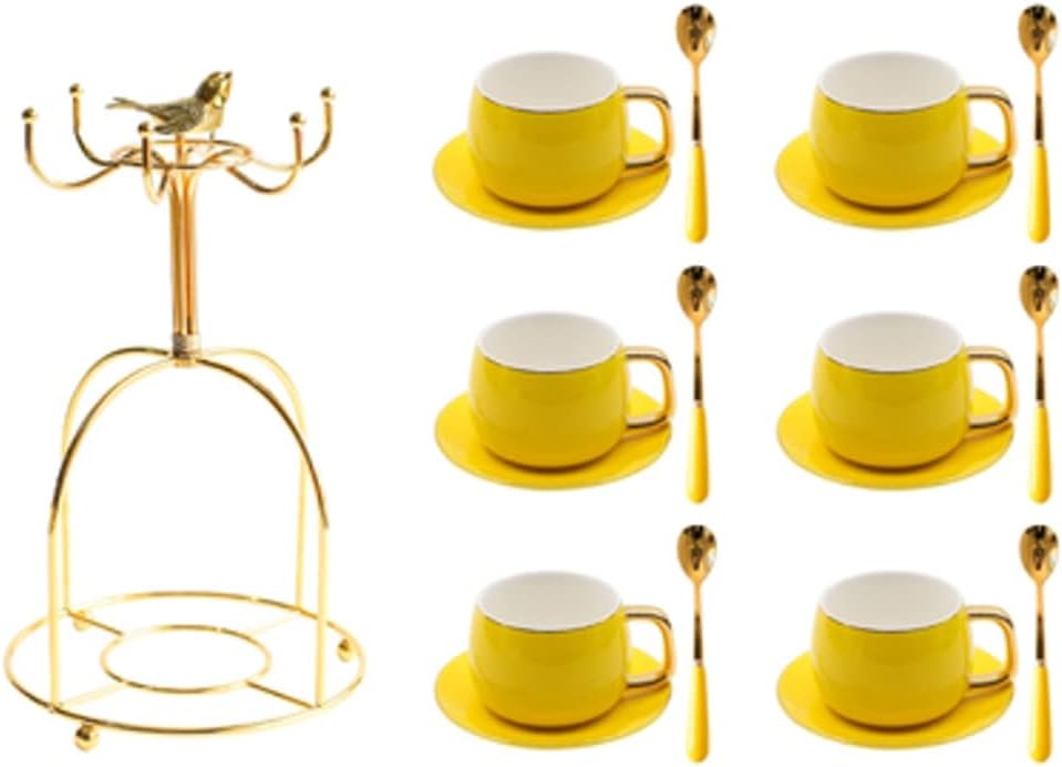 Tea Cup Set Ceramic Tea Cup Sets Cups and Saucer British Cups with Cup Holder for Tea Coffee Coffee Cup Set