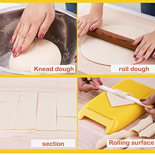 Teamnigt 3Pcs/Set Macaroni Spaghetti Pasta Board Baby Food Supplement Gnocchi Making Tool Kitchen Multifunction Tools Plastic(Panel+Cutting Board+Rolling Pin) #TOP1