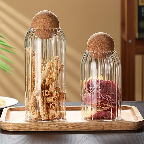 soulnioi Clear Glass Storage Canister with Ball Top lid Glass Jar with Lid Glass Containers With Bamboo Lids Flower Tea Sealer Candy Jar Coffee Bean Organizer 500ml - Image 2