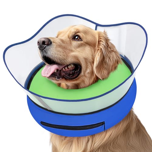 Image of Supet Raised Inflatable Dog Cone Collar to Stop Licking, Soft Dog Cone Alternative for Small Medium Large Dogs, Doggie Donut Collar After Surgery