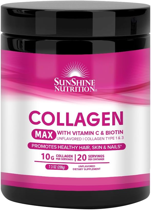 Collagen Max Powder with Vitamin C & Biotin I Supports Radiant & Youthful Skin I 7.3oz (208 grams)