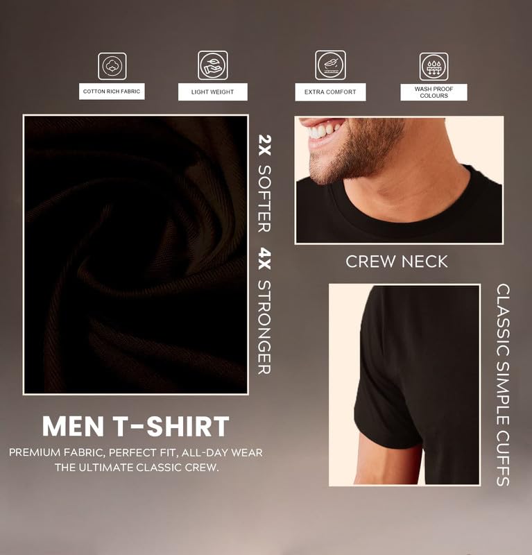 Image of Sleepynuts Men's Regular Fit Round Neck Half Sleeves Solid Casual Wear T-Shirt