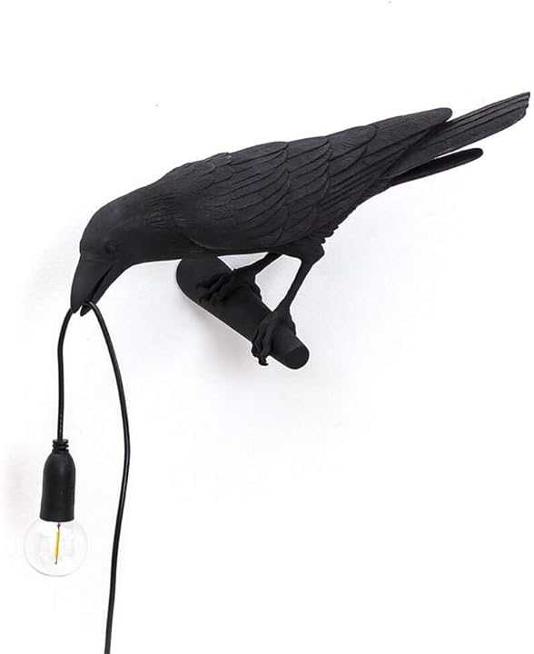 Seletti bird lamp looking lampada da tavolo a forma di corvo nero in resina 14737