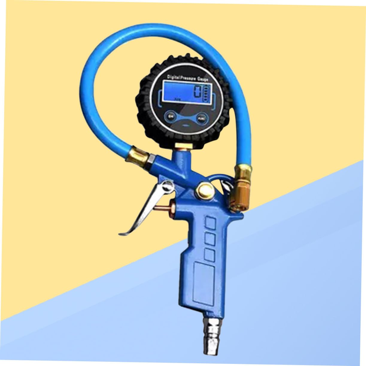 Mikinona Digitales Robustes Reifendruckmessgerät mit Metallchuck Einhändige Bedienung Batteriefrei für Auto Suv Motorrad Fahrrad Genaue Druckanzeige Langlebig Blau