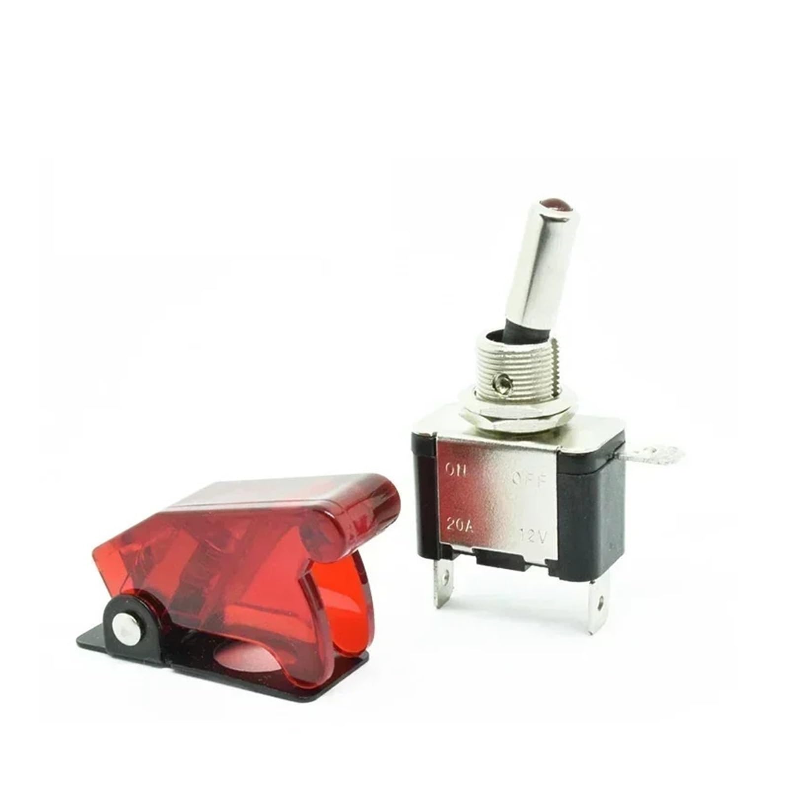 Auto Car Boat Truck 12V LED Toggle Switch Light Illuminated 3pin ON Off 20A with Aircraft Flip Up Cover Guard Red Green(Transparent Red,Blue LED Switch)