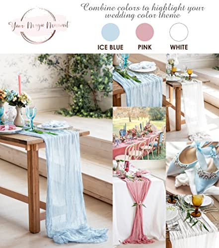 Light Blue Cheesecloth Table Runner 141 In Long Baby Blue Gauze Table Runner Cheese Cloth For Wedding Decoration Boho Baby Shower Ice Blue Table Cloth Cheese Cotton Gauze Fabric Dusty Blue Gauze #TOP4