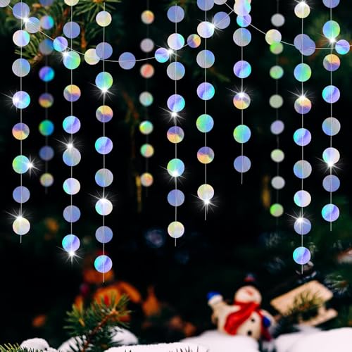 Holografische Kreis-Girlanden, schillernd, Partyzubehör, hängende Luftschlangen, Hintergrund, Meerjungfrauen-Thema, Geburtstagsdekorationen, Babyparty, Abschlussfeier, Hochzeit, Euphorie, Disco,