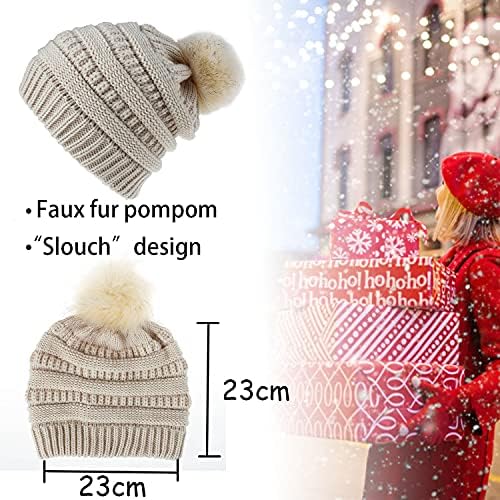 Yutdeng 3 Pcs Hat and Scarf Glove Sets for Women Winter Warm Beanie Hat and Neck Warmer Knitted Touch Screen Gloves Soft for Outdoor Sports