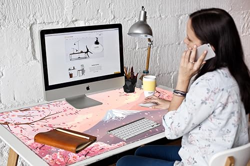 Image of Gaming Mouse Pad 24x48 Desk Mat Large Mousepad Cherry Blossom Desk Pad Giant Full Mouse Mat XXXL Computer Mat for Protector Desktop Wireless