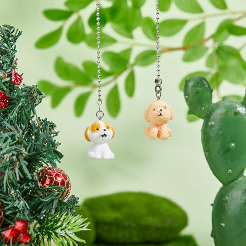 Image of DICOSMETIC 4Pcs Light Pull Chain Ceiling Fan Pull Chain Extension Stainless Steel Ball Chains Pulls Chains Ornaments Opaque Resin 3D Dog Fan Beaded Ball Fans for Wall Lighting Lamp Home Decor