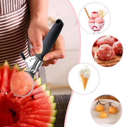Ice Cream Scoop – Stainless Steel Fruit Scoop with Trigger Release – Ergonomic Handle for Easy Serving – Ideal for Ice Cream, Melon, Sorbet, Cookie Dough - Image 5