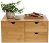 Desk Organiser Bamboo Desktop Storage Box with 3 Drawers Small Office Shelves Drawer Box Storage Cabinet for Home Office and Storage Room 33 x 19 x 16 cm